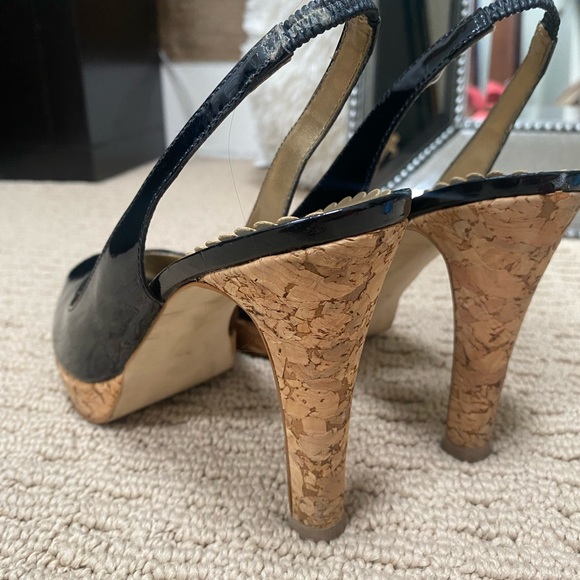 Jessica Simpson Black patent cork sling backs - Picture 6 of 7